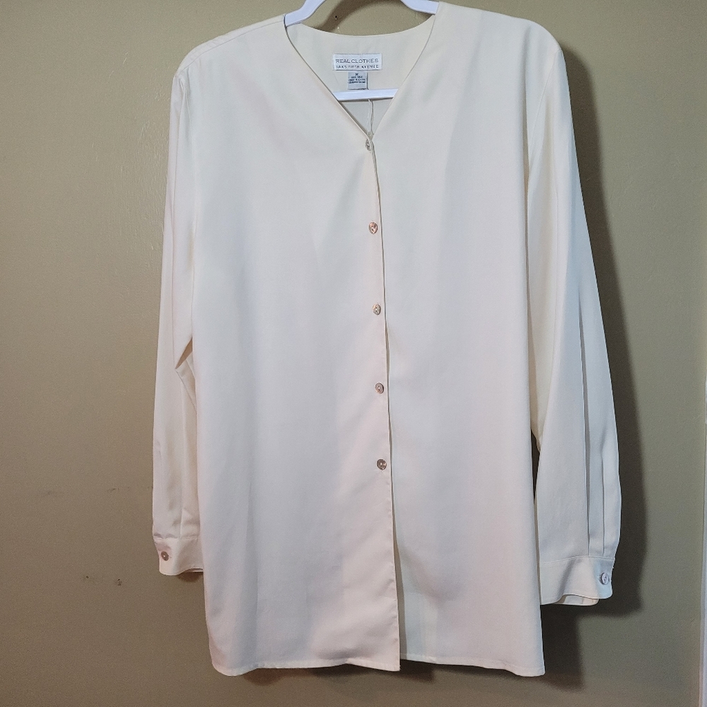 SAKS 5TH AVENUE LONG SLEEVE SILK BLOUSE